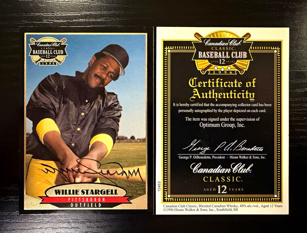 Willie Stargell 1996 Canadian Club Classic Auto #3 COA Pirates HOF