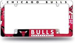 Chicago Bulls Metal License License Plate Frame Tag Cover, All Over Design, 12×6