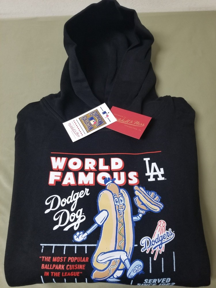 New Mitchell & Ness Mens MLB Los Angeles Dodgers Dodger Dog Hoodie.