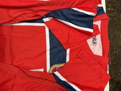 Norway National Team Soccer Jersey Size L – Erling Haaland #9 Red Blue White