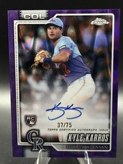 🟣Kyle Karros 2026 Topps Chrome Purple Raywave Refractors Auto RC /75 Rockies