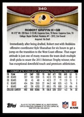 Robert Griffin III 2012 Topps Rookie Card #340