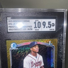 John Gil 2025 1st Bowman Auto Gold Shimmer /50 Au Rc SGC MT 9.5 Braves