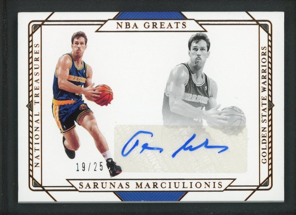2020-21 SARUNAS MARCIULIONIS 19/25 AUTO PANINI NATIONAL TREASURES NBA GREATS