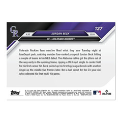 2024 Topps Now 137 Jordan Beck 1st MLB Multi-Hit Game in Debut-Free Ship Always!