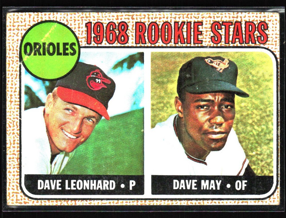 1968 Topps #56 Orioles 1968 Rookie Stars Dave Leonhard Dave May lower grade