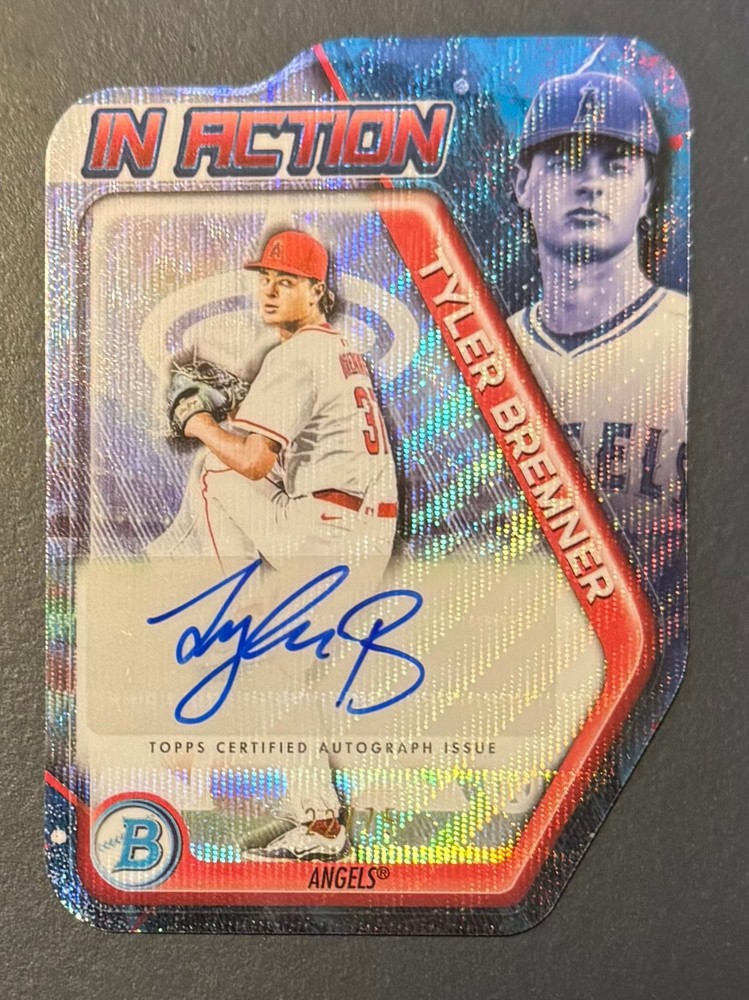 2025 Bowman Draft Tyler Bremner #BIA-TB In Action /75 Auto Wave Refractor Angels
