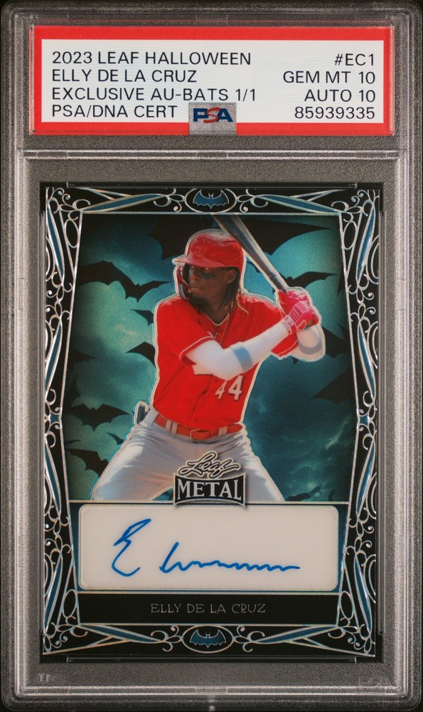 2023 Leaf Halloween Elly De La Cruz Exclusive Autographs Bats 1/1 PSA 10