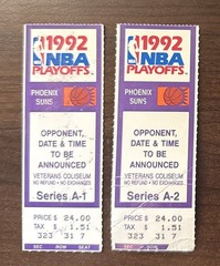 1992 NBA Playoffs Ticket Stubs Suns Series A-1 & A-2 Last Year Veterans Coliseum