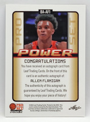 2022 Leaf Pro Set Power Basketball Power Rookie Auto BA-AF1 – ALLEN FLANIGAN RC
