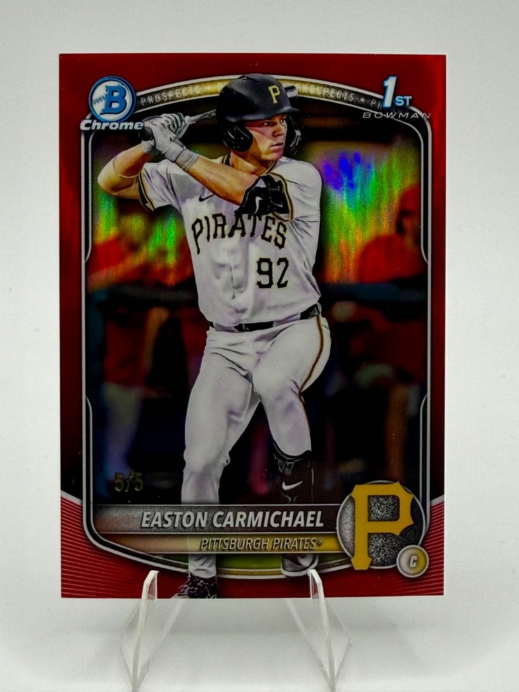 2025 Bowman Draft Easton Carmichael True Red Refractor 1st Chrome /5 Pirates