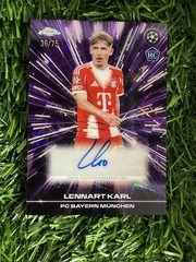 LENNART KARL 2025-26 TOPPS CHROME UCL BLACK LAZER PURPLE ROOKIE AUTO /75