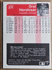 1985 Fleer – Orel Hershiser #371 (RC)