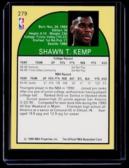 1990-91 NBA Properties Shawn Kemp Rookie #279 BK14