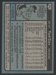 Ted Cox #252 1980 Topps Cleveland Indians