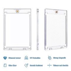 200PACK Magnetic Card Holders,180pt One Touch UV Protection Hard Display Case