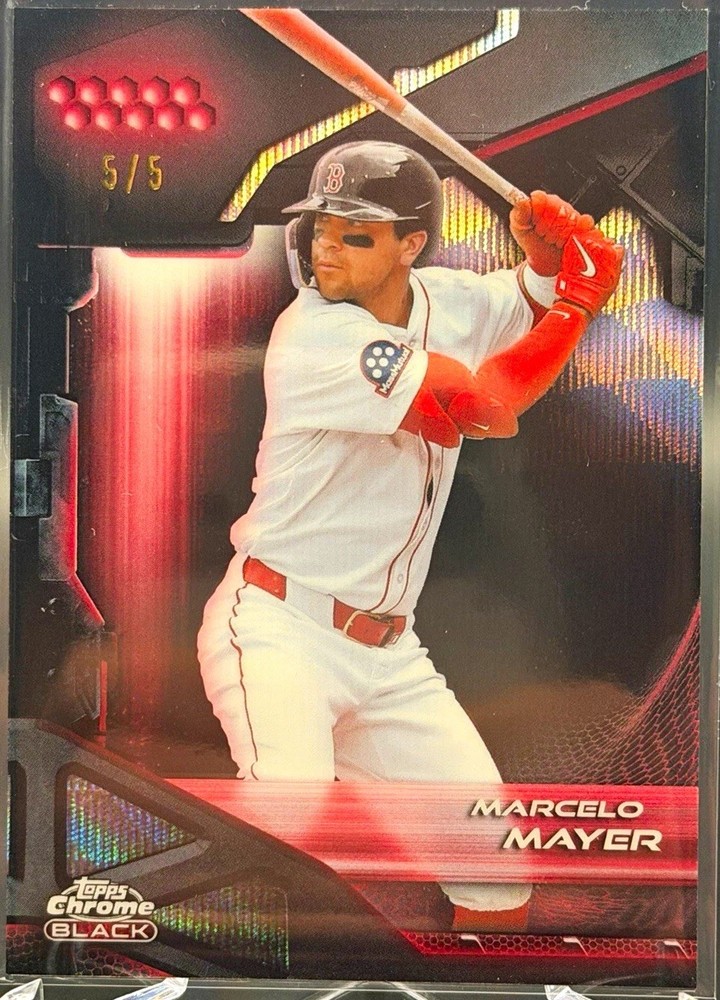2026 Topps Chrome Black – Marcelo Mayer #29 Red Wave Refractor #’d 5/5 Red Sox