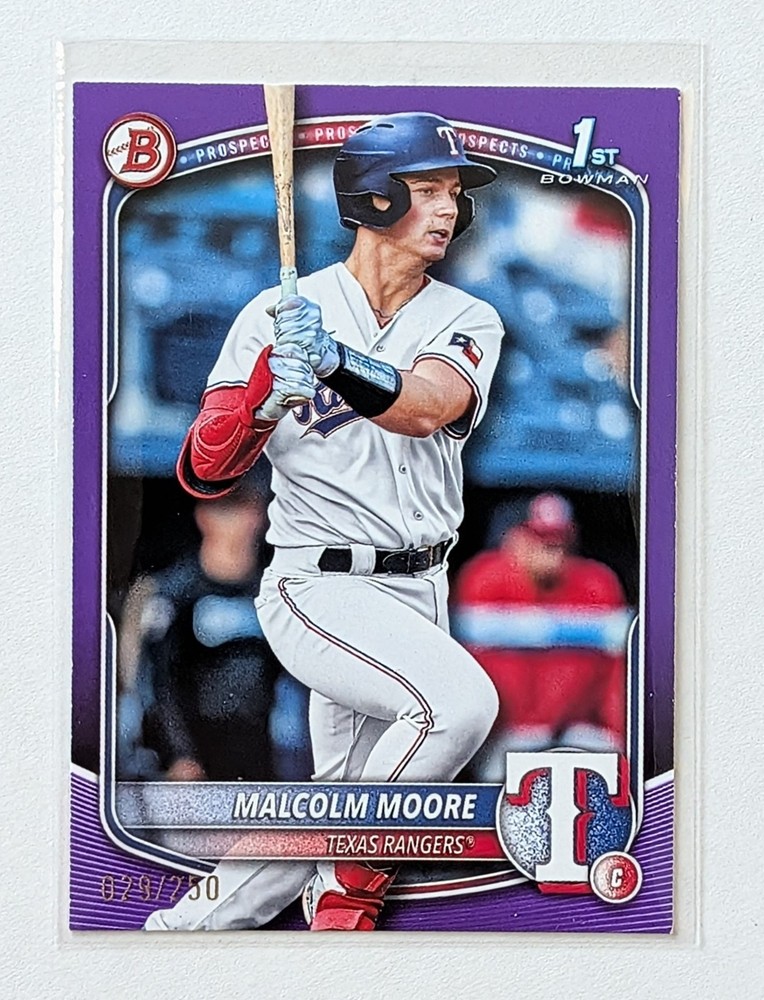 2025 Bowman Malcolm Moore 1st Bowman Purple /250 #BP-129 Texas Rangers