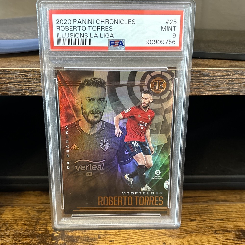 2020-21 Panini Chronicles Illusions Soccer Roberto Torres #25 Osasuna PSA 9