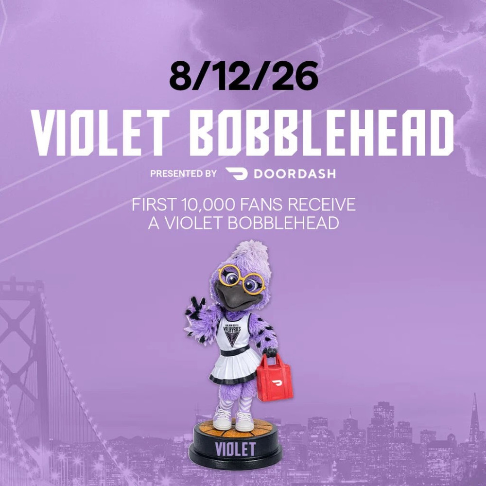 Golden State Valkyries 2026 Violet Bobblehead Mascot NEW SGA 08/12/26