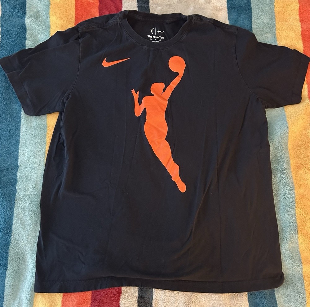 Nike WNBA Logo T-Shirt Large Black Orange Basketball Tee