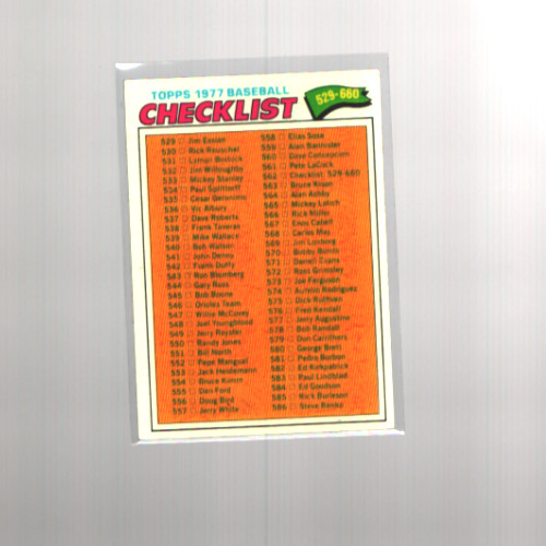 1977 Topps #562 Checklist: 529-660 EX-MT
