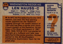 1976 Topps #370 Len Hauss