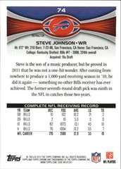 2012 Topps Chrome Refractors #74 Steve Johnson Card