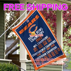 Chicago Bears 3×5 ft Banner Da Bears C Super Bowl Champions Flag FREE Shipping