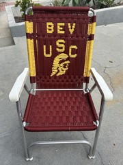 RARE! Vintage Hand Woven USC TROJANS Folding Rope Macrame Chair Tailgate
