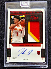 2021-22 Jalen Johnson Panini One and One Prime Rookie Jersey Autographs Red /25