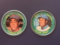 1971 Topps Tommie Agee #91 Coin EX-VG & Cleon Jones #103 Coin VG NY Mets