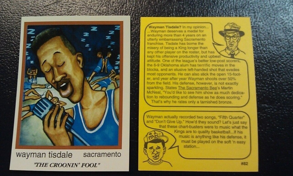 Wayman Tisdale Sacramento Kings 92-93 NBA Cartoon Skinnies RARE ODDBALL
