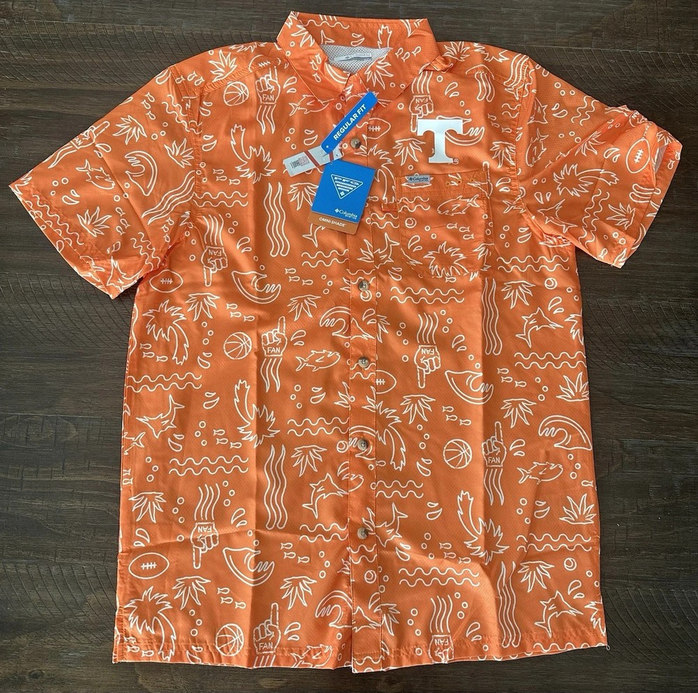 Tennessee Volunteers Mens Columbia PFG Super Slack Tide Fishing Shirt – Small