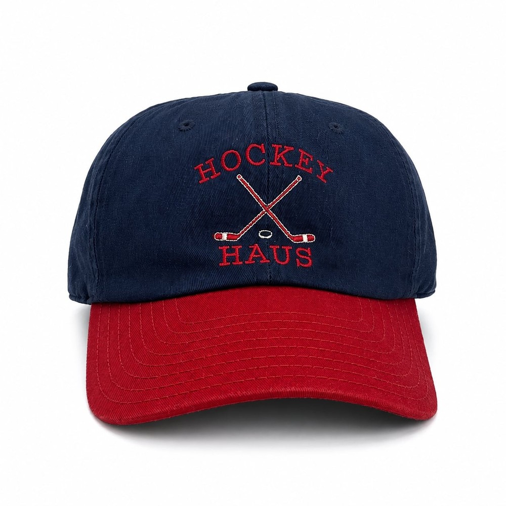 Vintage 1990s Hockey Haus Navy and Red Snapback Dad Hat