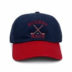 Vintage 1990s Hockey Haus Navy and Red Snapback Dad Hat