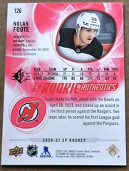 2020-21 SP Rookie Authentics Red 684/799 Nolan Foote #126 Rookie RC