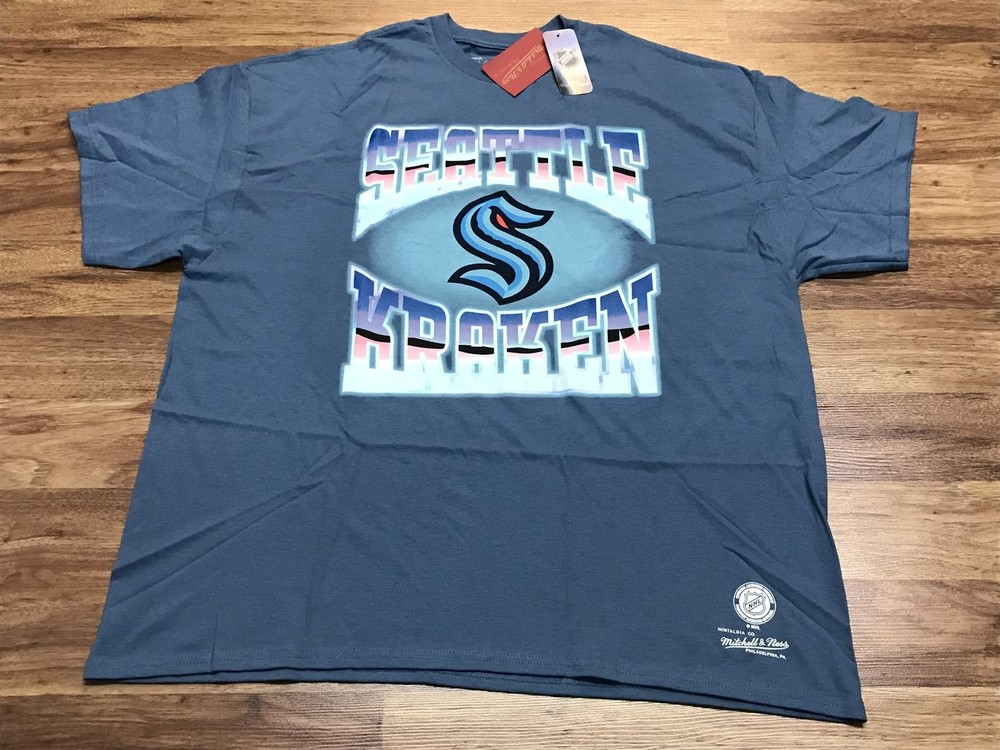 MENS 2XL – NEW Mitchell & Ness NHL Seattle Kraken Hockey T-Shirt Blue