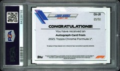 2021 Topps Chrome F1 Lando Norris Auto /50 GOLD #CA-LN. PSA 10. McLaren. Pop 2