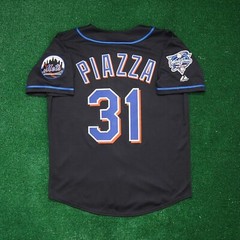 Mike Piazza 2000 New York Mets Men&rsquo;s Alternate Away Black World Series Jersey