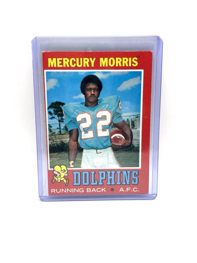 1971 Topps – Mercury Morris #91 RC Miami Dolphins West Texas State OFF CENTER VG