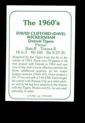 1978 TCMA The 60s #195 Dave Wickersham Detroit Tigers Set Break QTY