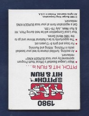 1980 BURGER KING BY TOPPS PITCH HIT RUN CELLO W NOLAN RYAN SHOWING Y787