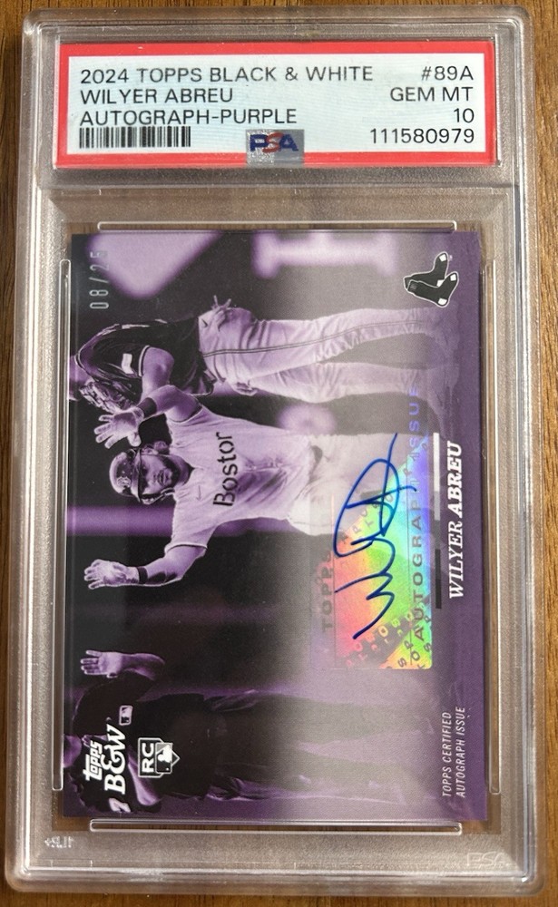 2024 Topps Black & White Wilyer Abreu Purple Auto /25 PSA 10