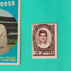 3 TOPPS JIM BREWER 1961 RARE STAMP CHICAGO CUBS,1969 # 241 DODGERS,1973 # 126 D