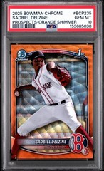 Sadbiel Delzine 2025 Bowman Chrome 1st Orange Shimmer Refractor #/25 PSA 10 GEM