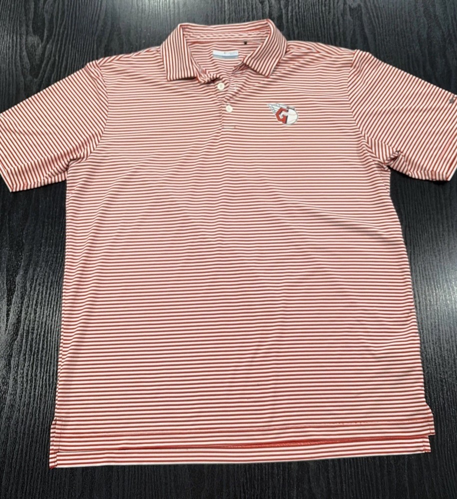 Columbia Cleveland Guardians Omni-wick Invite Stripe Golf Polo Size L – Red