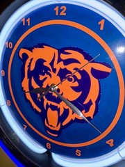 Chicago Bears Football Bar Man Cave Neon Style Retro LED Clock Sign
