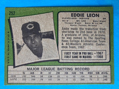 1971 topps baseball #252 Eddie Leon Cleveland Indians NM/MT