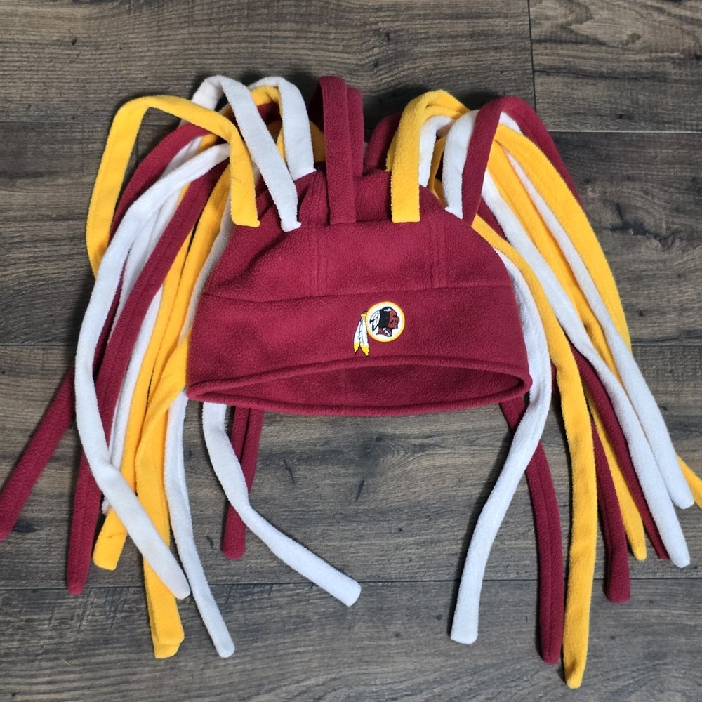Vintage Reebok NFL Washington Redskins Fleece Dreadlock Mohawk Winter Hat Osfm